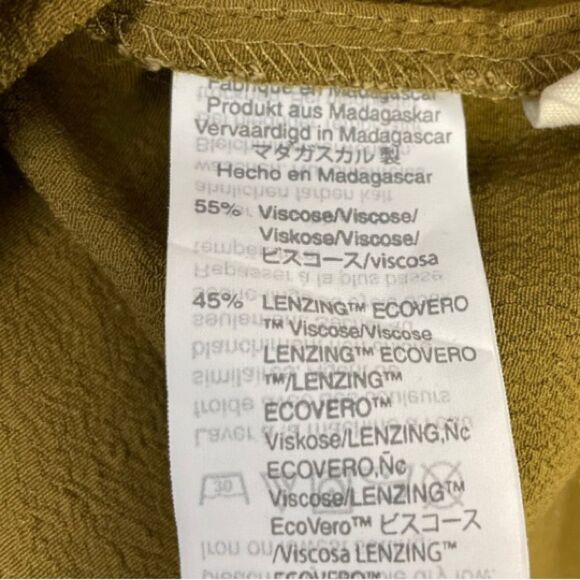 Madewell Olive Army Green Drapey V-Neck Button-Back Viscose Top, Small - Picture 7 of 7